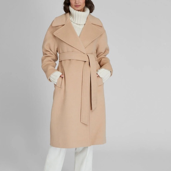 Tie Waist Wrap Coat - New With Tags - NEVER WORN - Light Camel